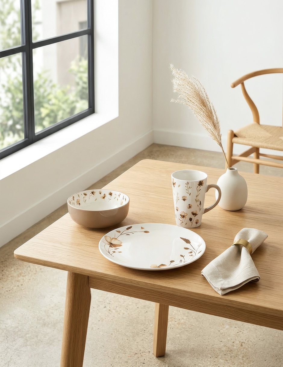 Vajilla cerrada Akari Flora de Porcelana para 4 personas